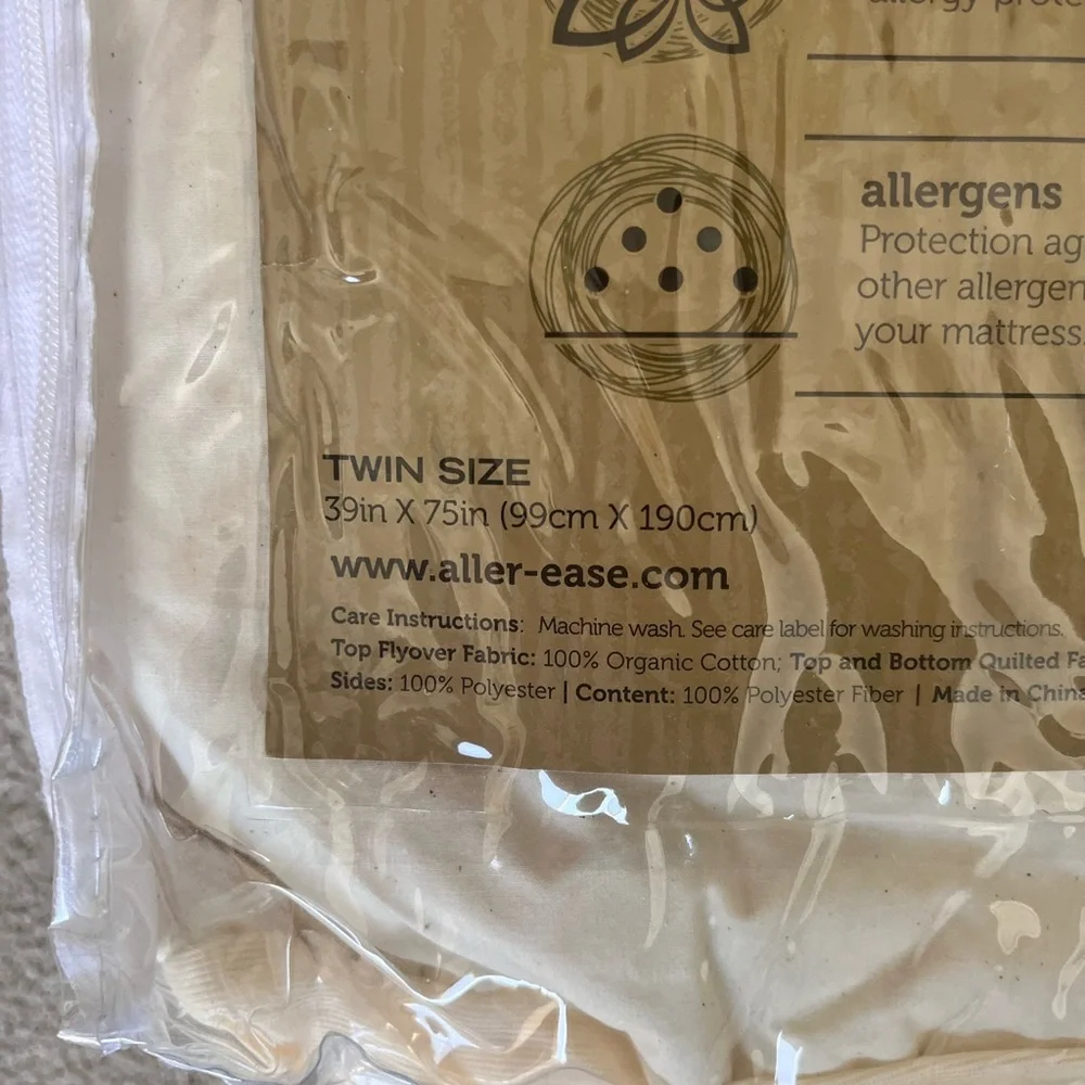 NWT ALLEREASE NATURALS ORGANIC COTTON TOP MATTRESS PAD TWIN SIZE